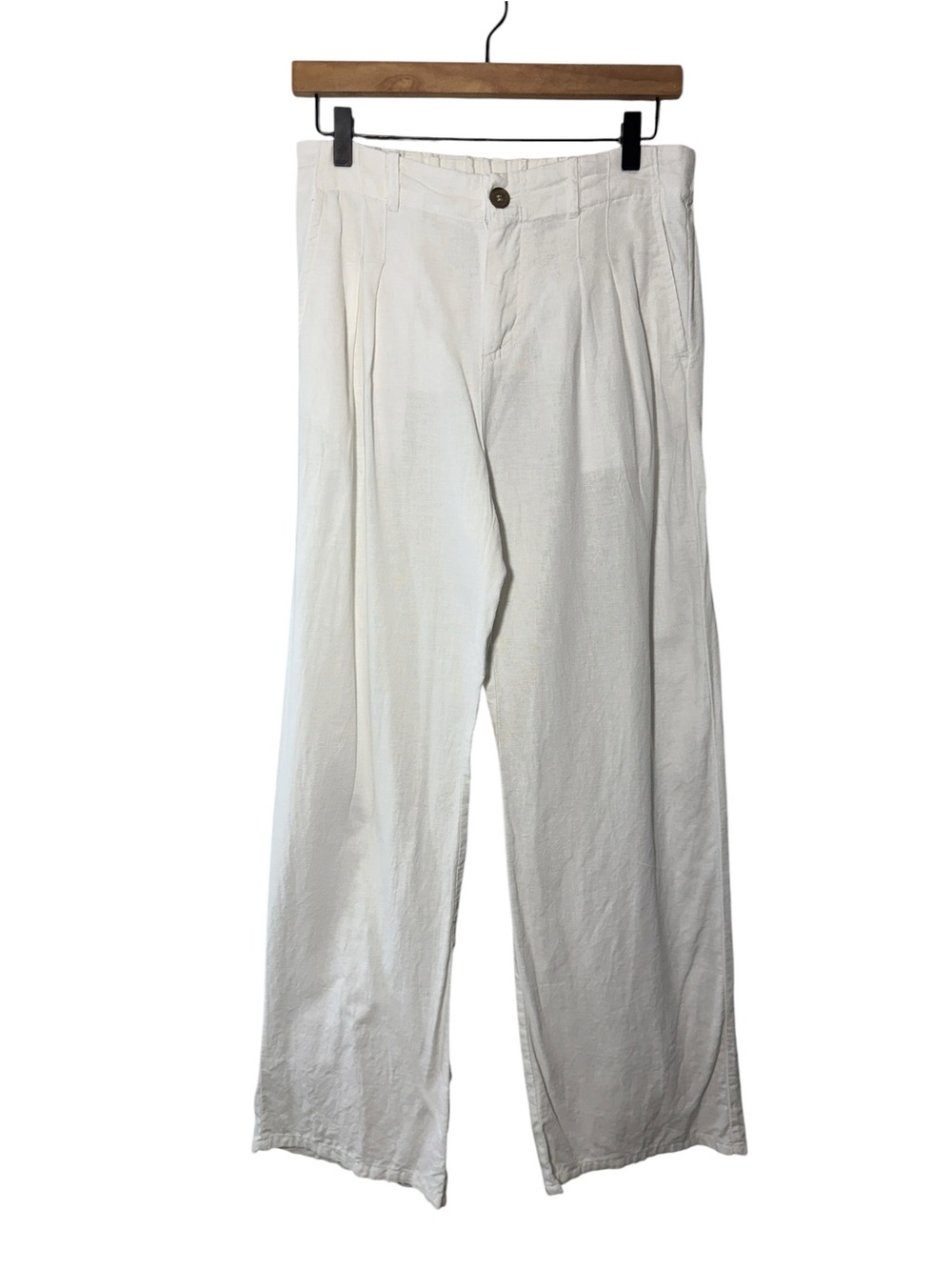 Love Tree White Linen Wide Leg Pants Size Large